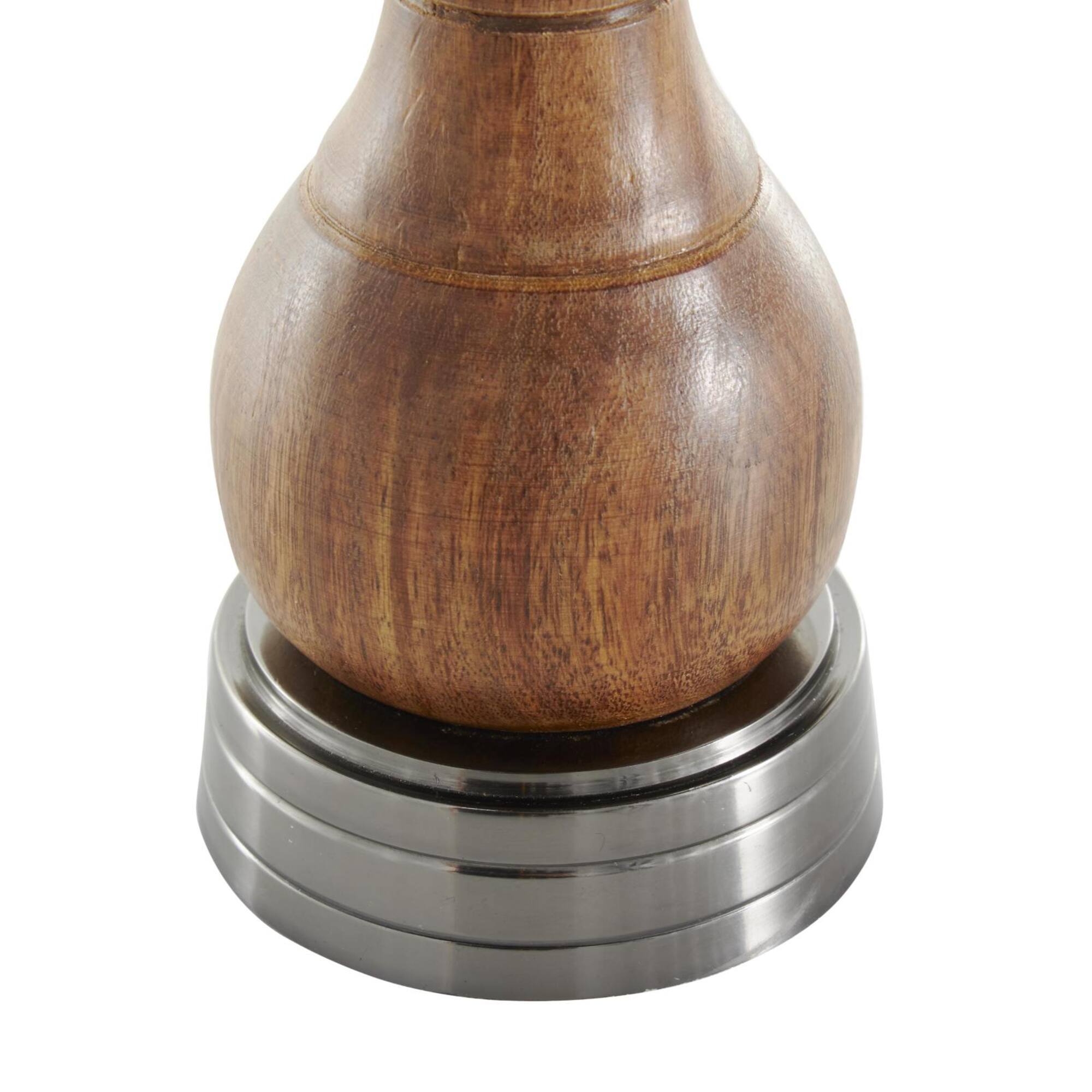 9" Dark Gray & Brown Aluminum & Mango Wood Chess Piece Sculpture Set